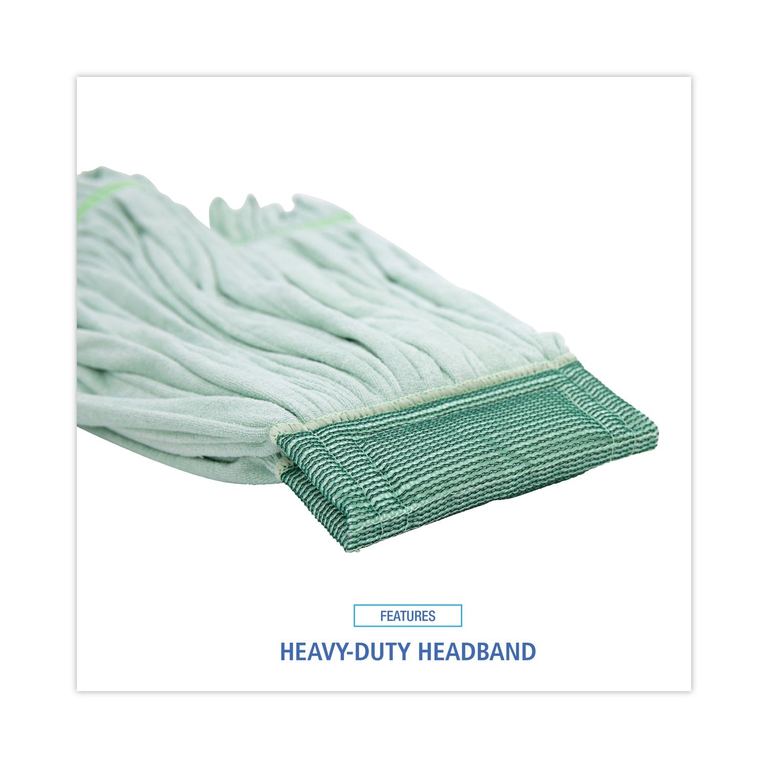 Boardwalk Microfiber Looped-End Wet Mop Head, Large, Green, 12/Carton