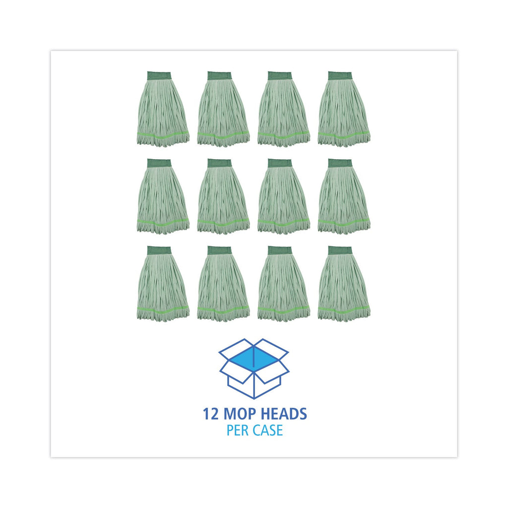 Boardwalk Microfiber Looped-End Wet Mop Head, Large, Green, 12/Carton