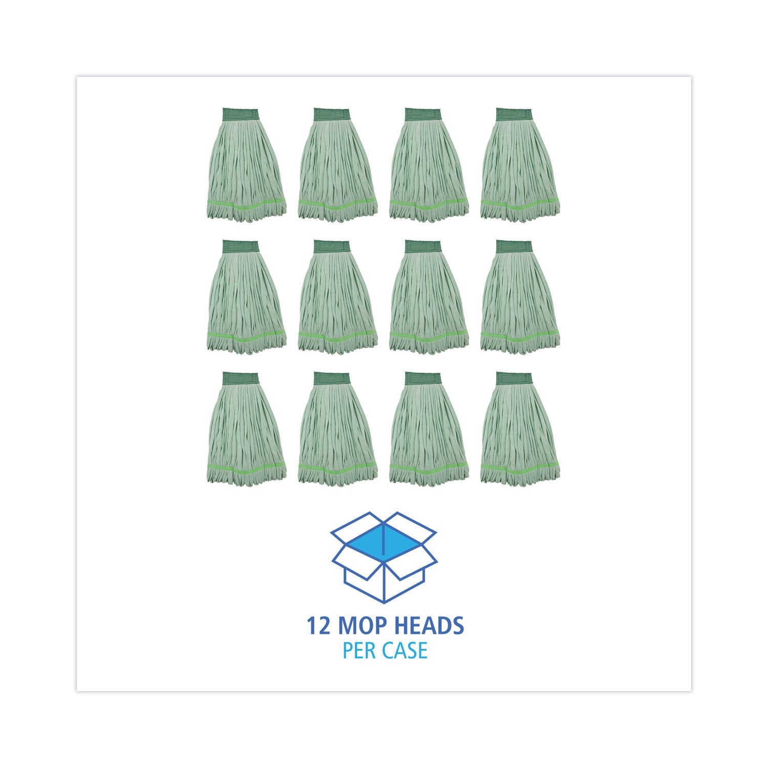 Boardwalk Microfiber Looped-End Wet Mop Head, Large, Green, 12/Carton