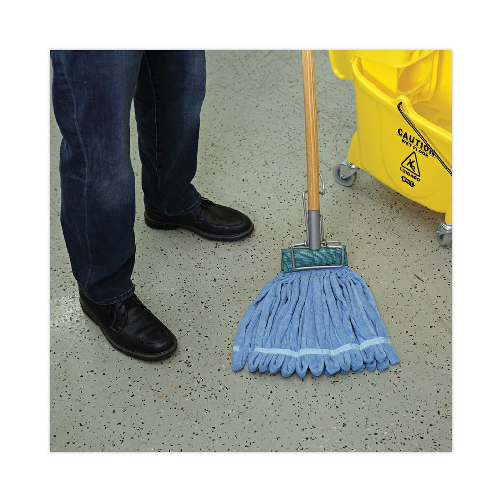Boardwalk Microfiber Looped-End Wet Mop Heads, Medium, Blue, 12/Carton, 12/Carton