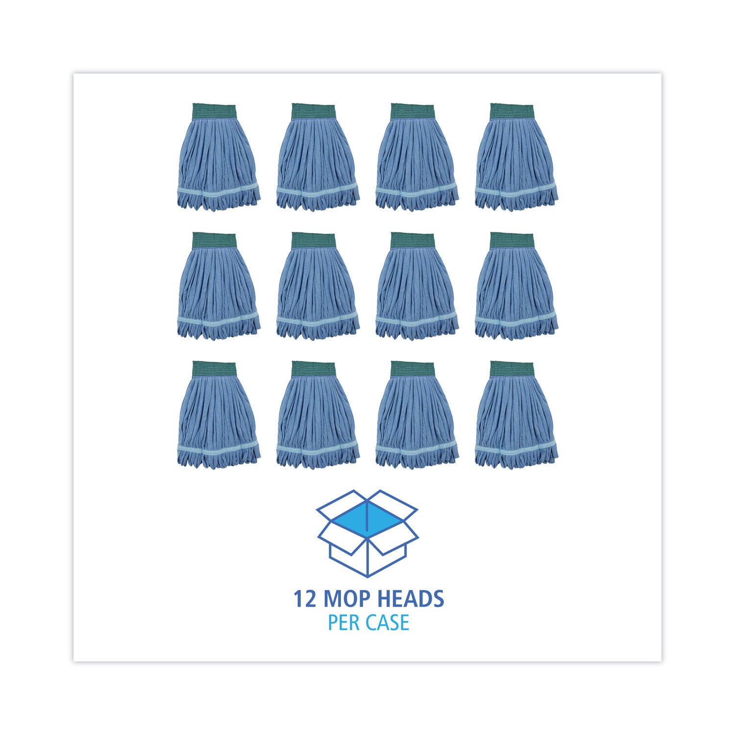 Boardwalk Microfiber Looped-End Wet Mop Heads, Medium, Blue, 12/Carton, 12/Carton