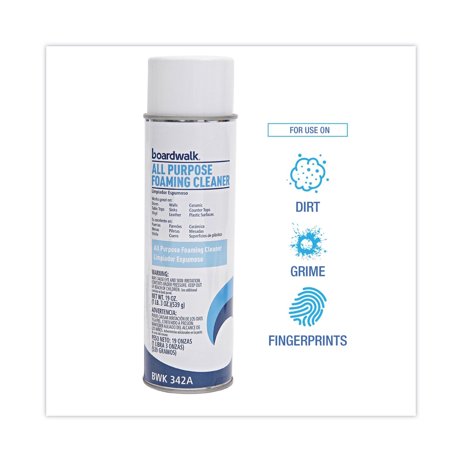 Boardwalk All-Purpose Foaming Cleaner w/Ammonia, 19 oz Aerosol Spray, 12/Carton