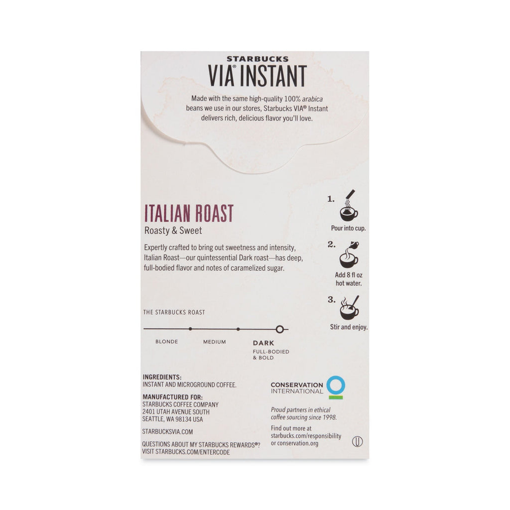 Starbucks VIA Ready Brew Coffee, 3/25oz, Italian Roast, 50/Box
