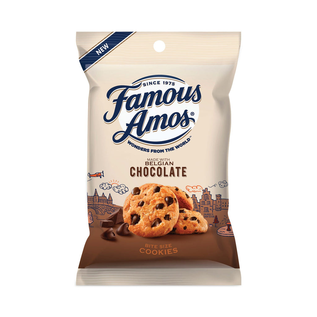 Famous Amos Cookies, Chocolate Chip, 2 oz Snack Pack, 8/Box