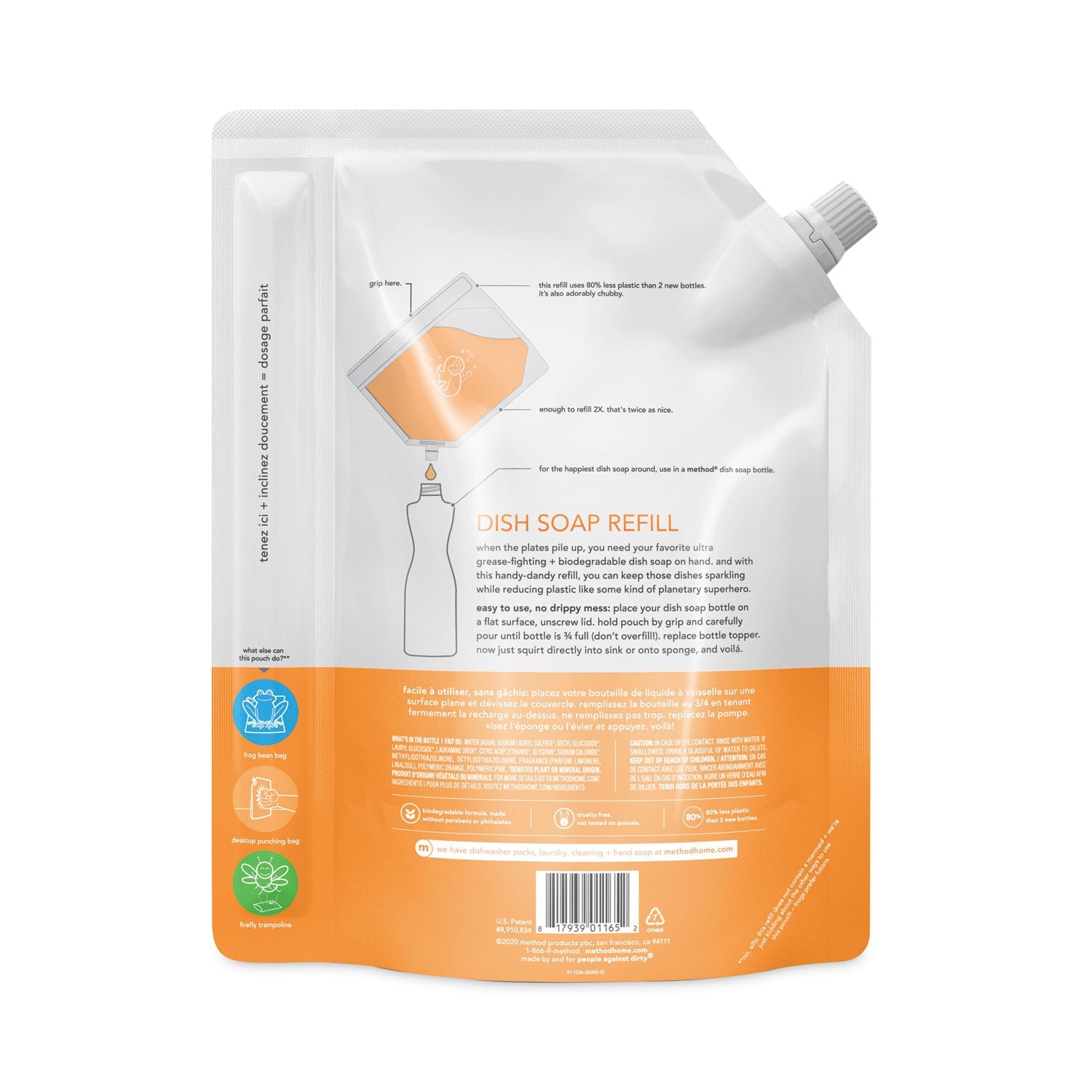 Method Dish Soap Refill, Clementine Scent, 36 oz Pouch