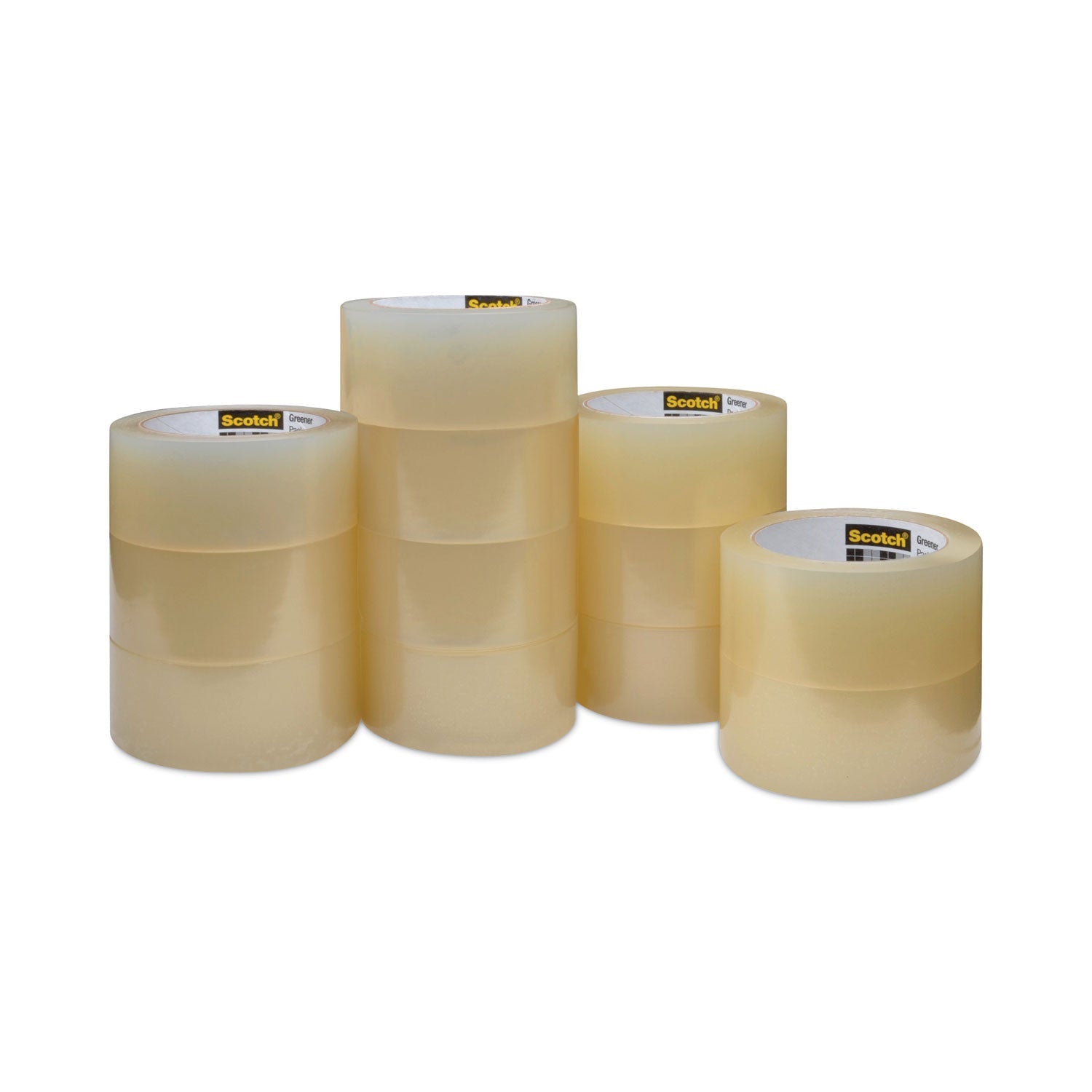 Scotch Greener Commercial Grade Packaging Tape, 3" Core, 1.88" x 54.6 yds, Clear, 12/Pack