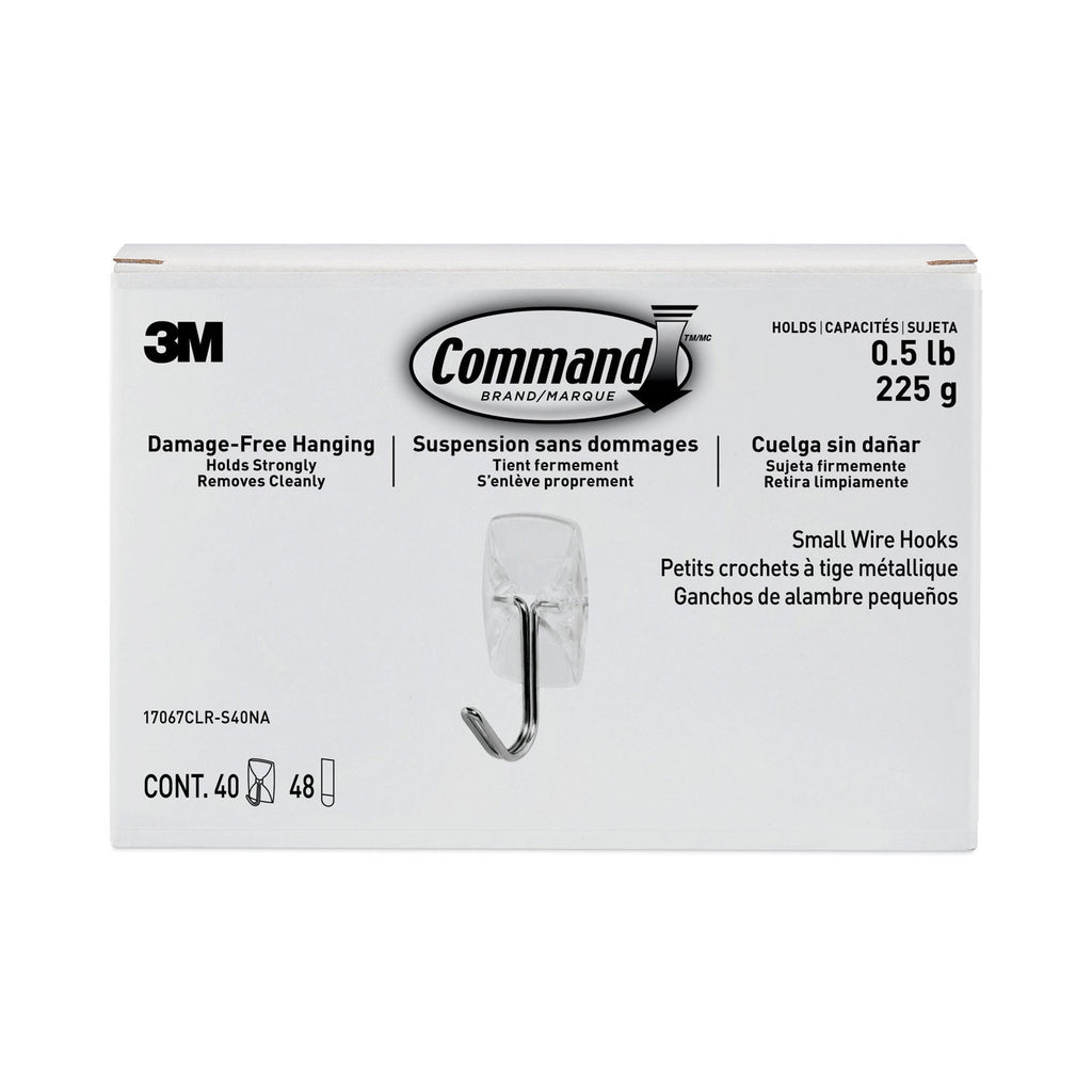 Command Clear Hooks and Strips, Plastic/Metal, Small, 40 Hooks and 48 Strips/Pack