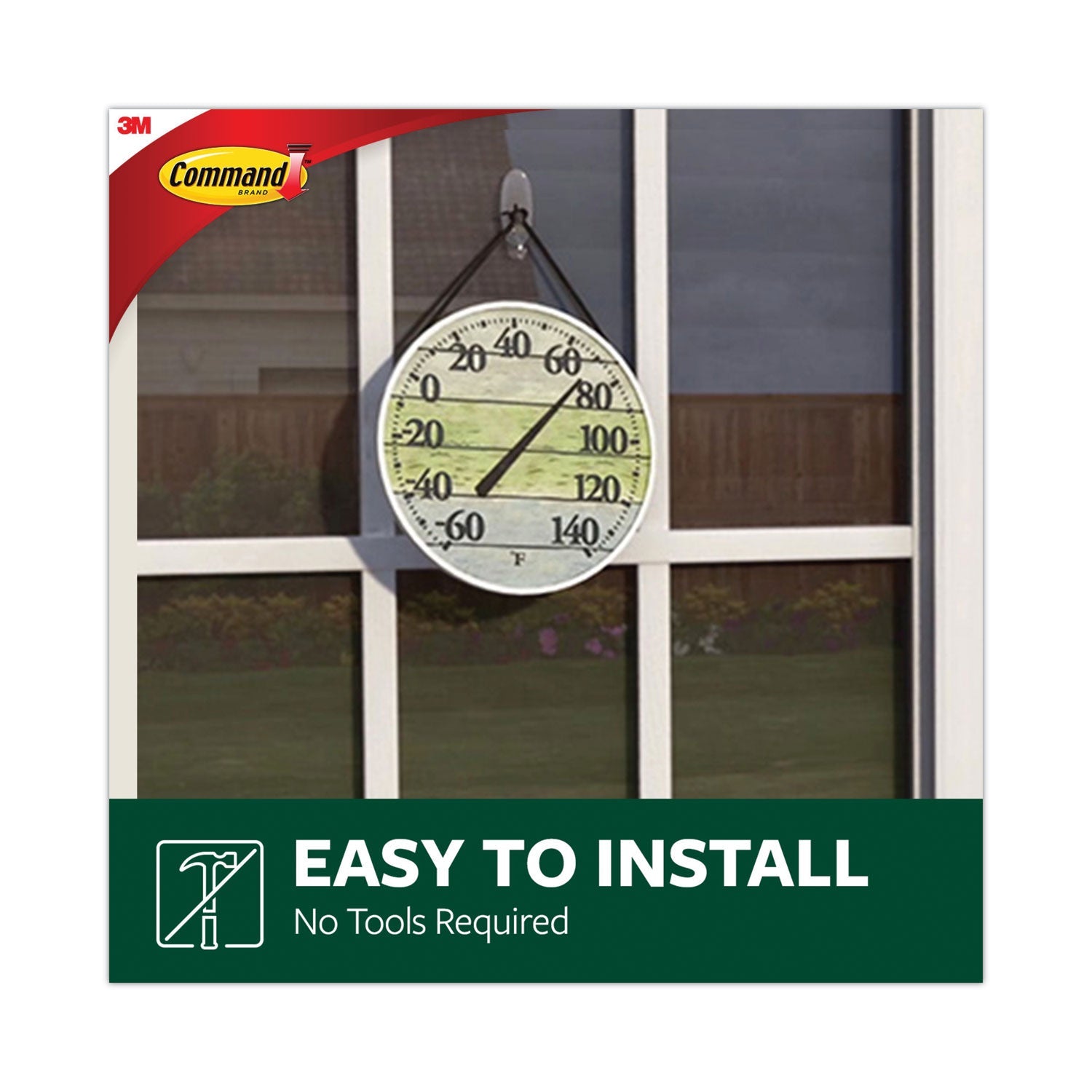 Command All Weather Hooks and Strips, Plastic, Medium, 2 Hooks and 4 Strips/Pack