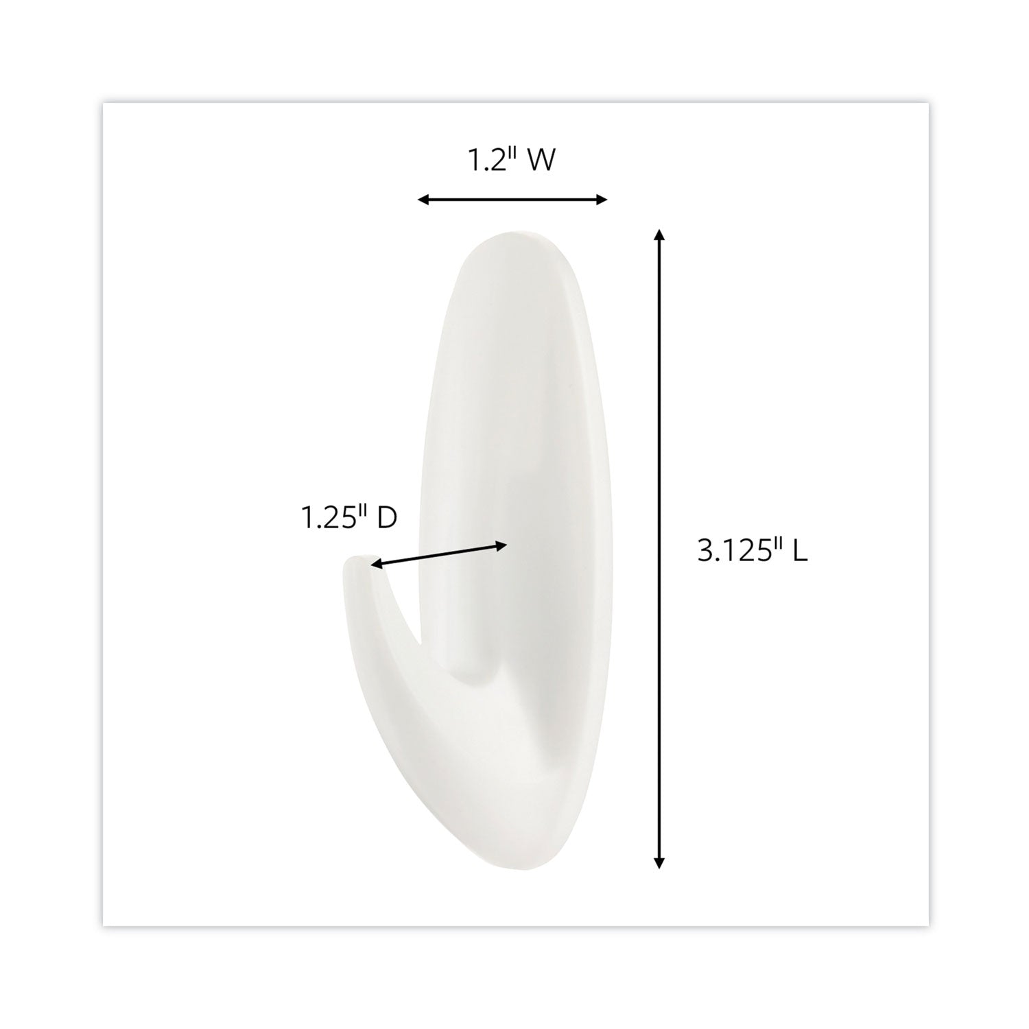 Command Designer Hooks, Plastic, White, 3 lb Cap, 6 Hooks and 12 Strips/Pack