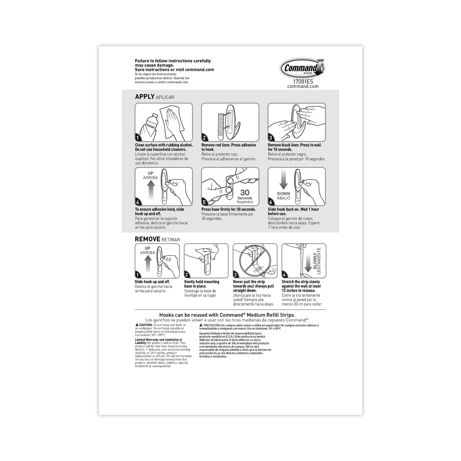 Command Designer Hooks, Plastic, White, 3 lb Cap, 6 Hooks and 12 Strips/Pack