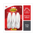 Command Designer Hooks, Plastic, White, 3 lb Cap, 6 Hooks and 12 Strips/Pack