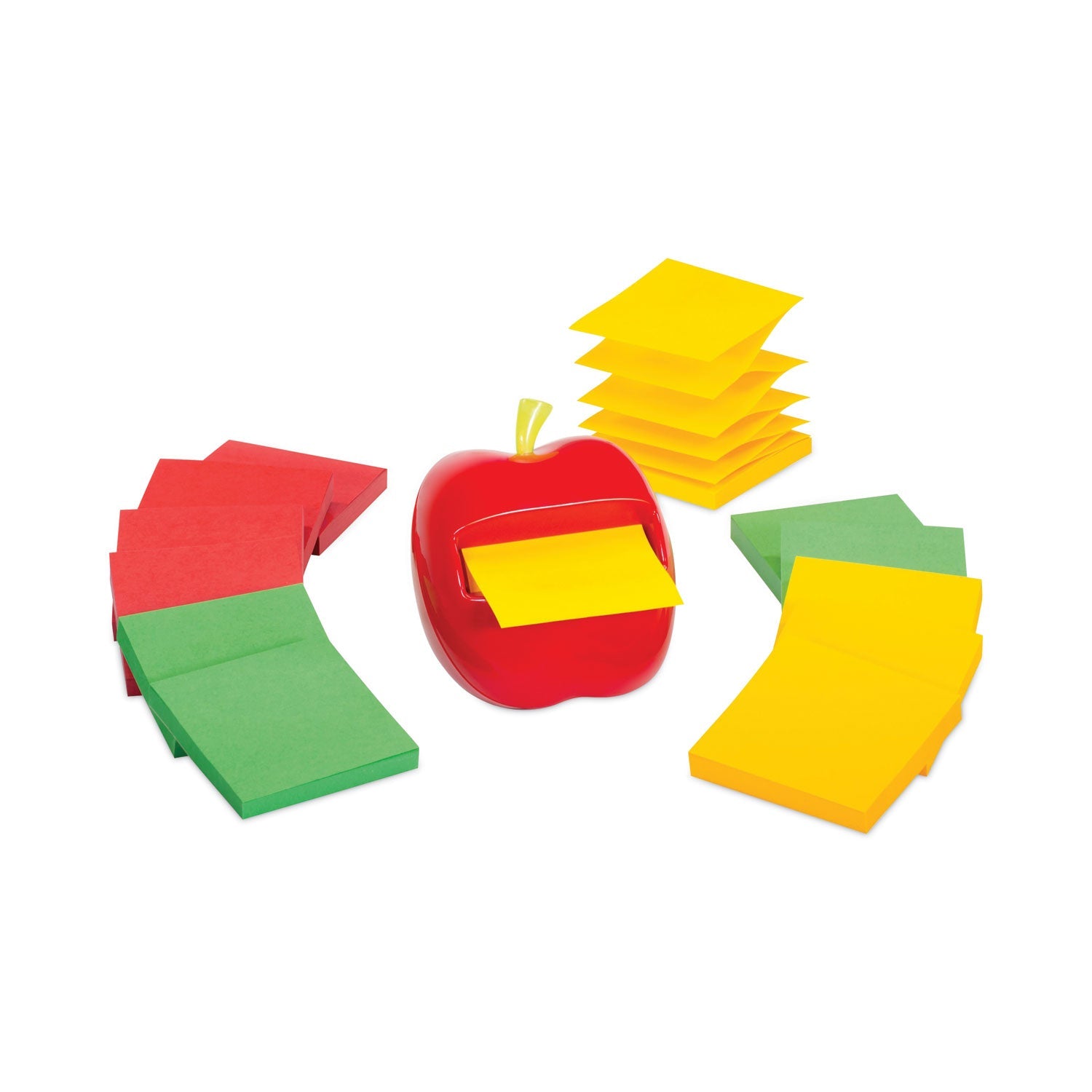 Post-it Apple Notes Dispenser Value Pack, For 3 x 3 Pads, Red/Green, Includes (12) 90-Sheet Marrakesh Pop-Up Pad
