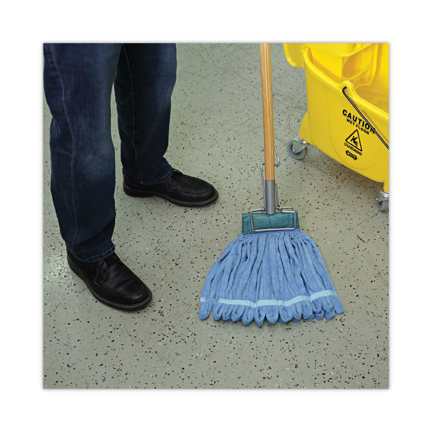 Boardwalk Microfiber Looped-End Wet Mop Head, Medium, Blue