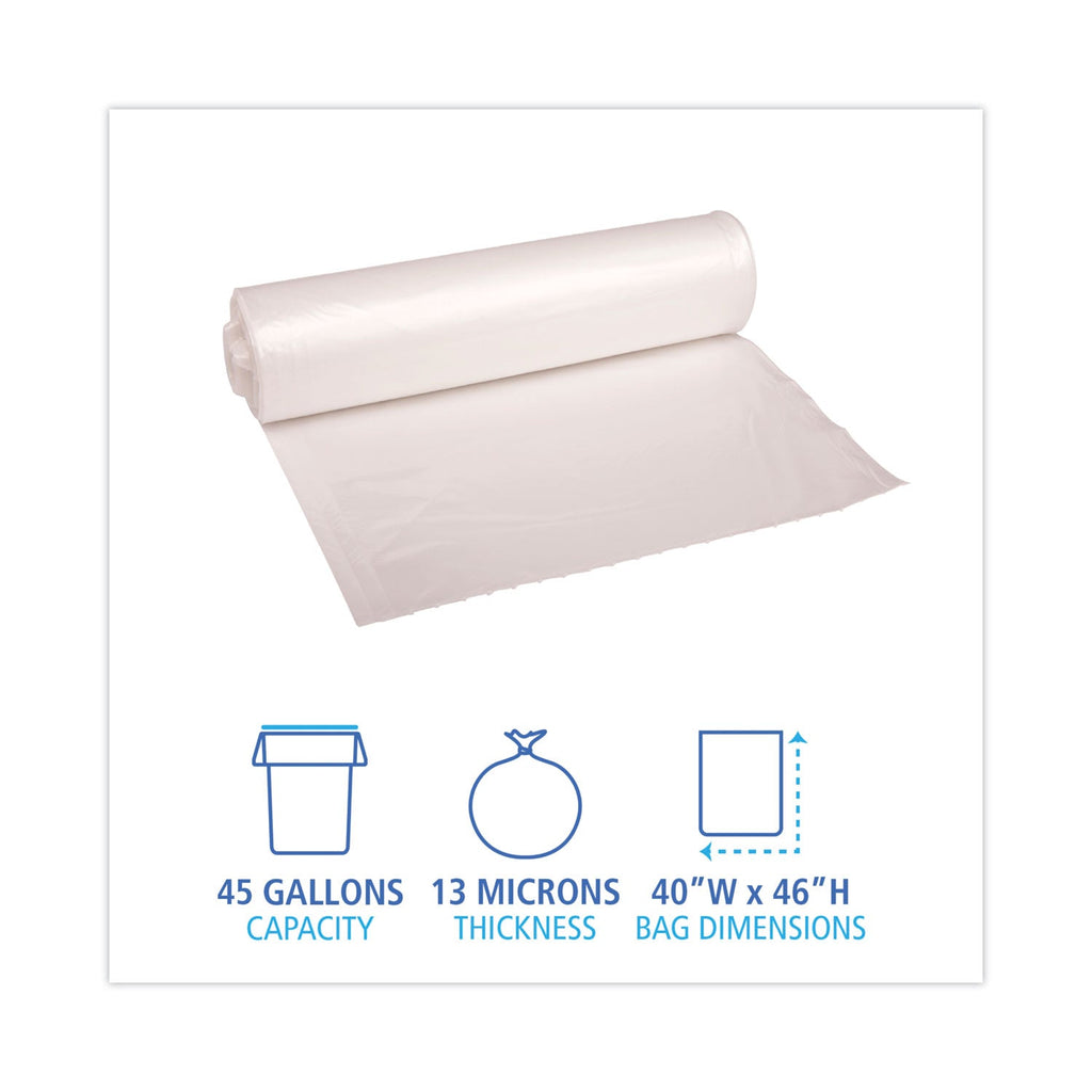 Boardwalk High-Density Can Liners, 45 gal, 13 microns, 40" x 46", Natural, 250/Carton