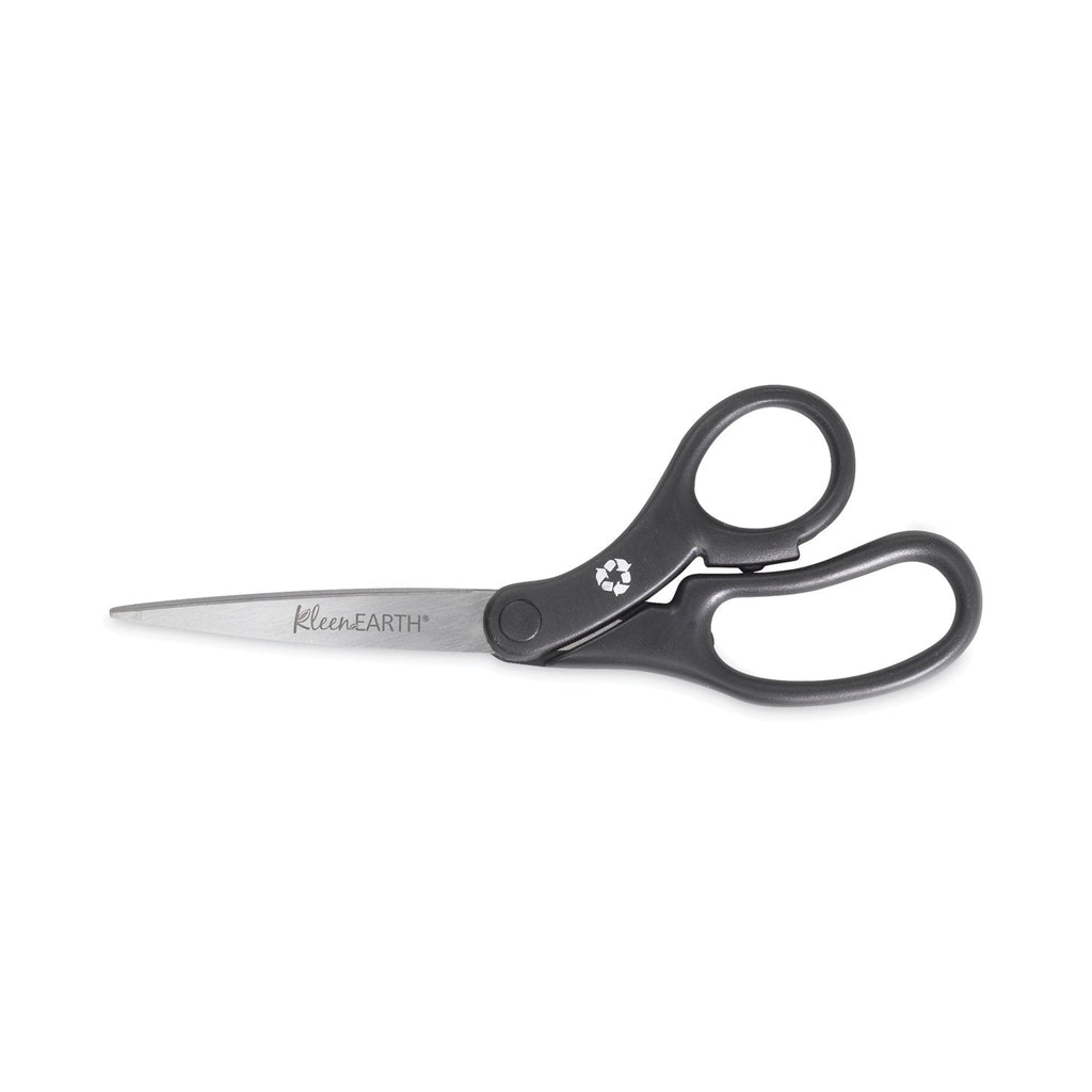 Westcott KleenEarth Basic Plastic Handle Scissors, 8" Long, 3.1" Cut Length, Black Offset Handle