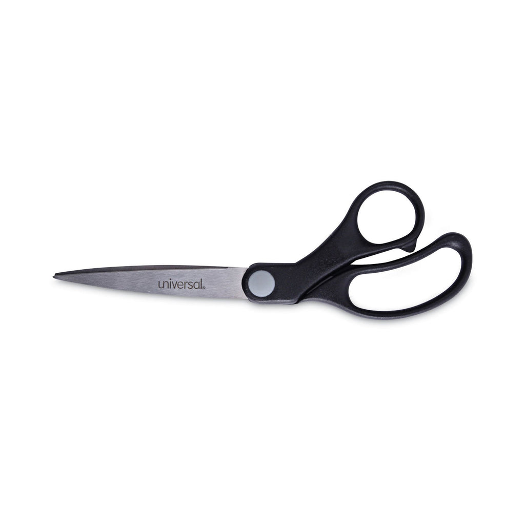 Universal Stainless Steel Office Scissors, 8.5" Long, 3.75" Cut Length, Black Offset Handle