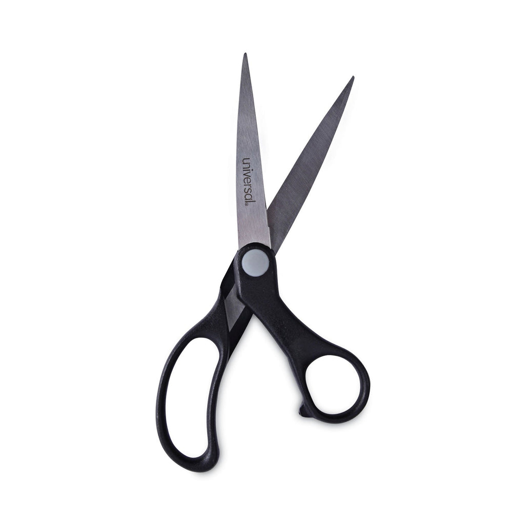 Universal Stainless Steel Office Scissors, 8.5" Long, 3.75" Cut Length, Black Offset Handle