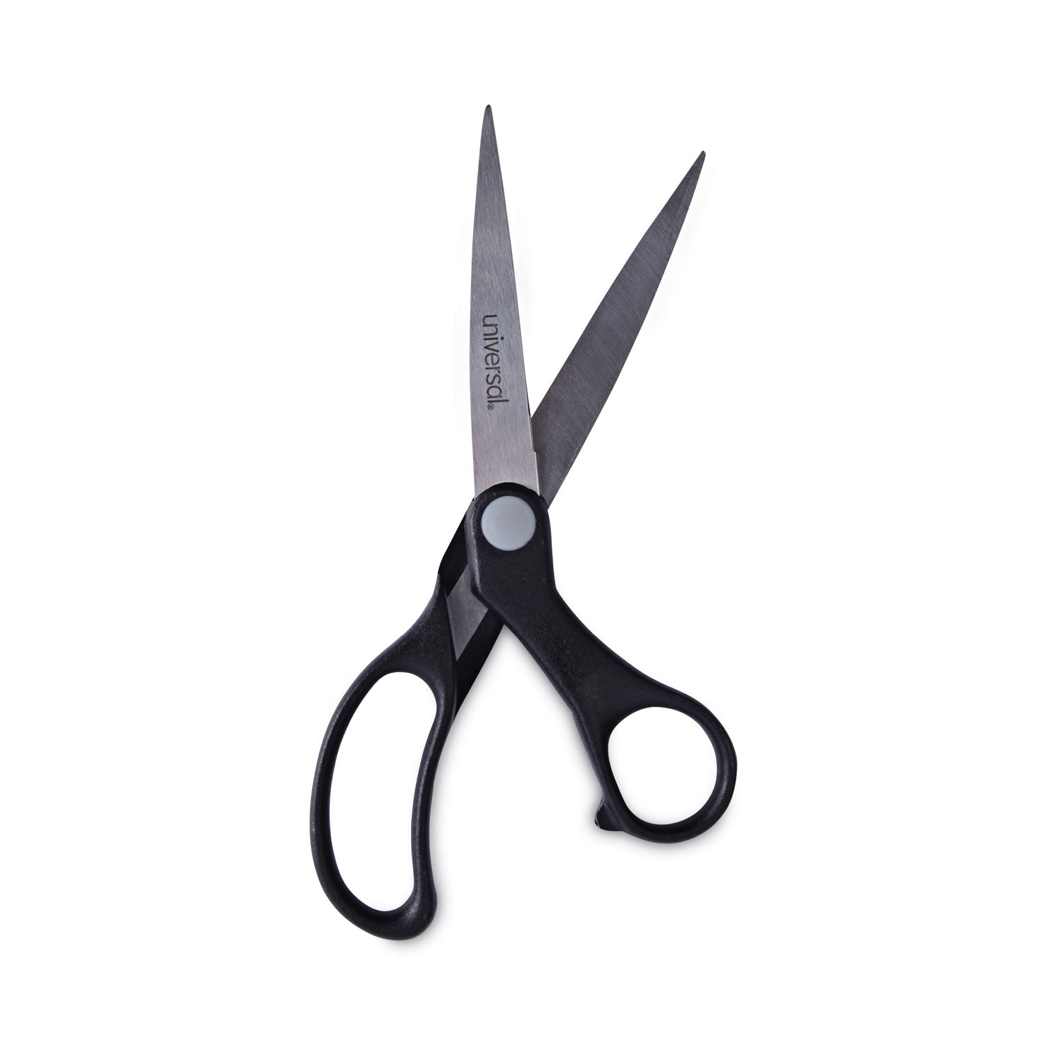 Universal Stainless Steel Office Scissors, 8.5" Long, 3.75" Cut Length, Black Offset Handle