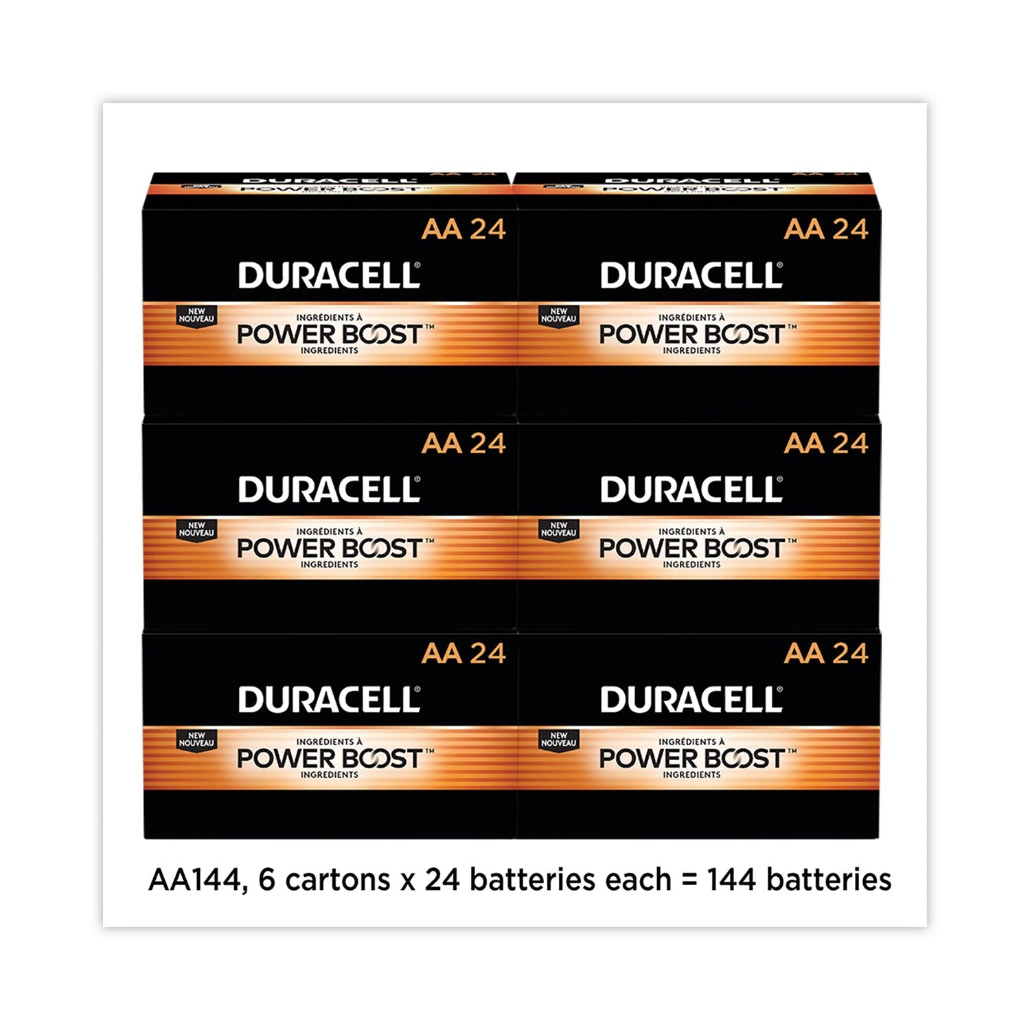 Duracell Power Boost CopperTop Alkaline AA Batteries, 144/Carton