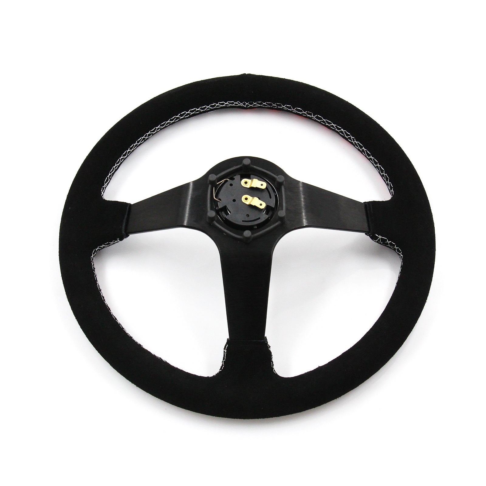 Universal 350mm 3"Deep Dish 6-Bolt Steering Wheel Black Suede Have Faith