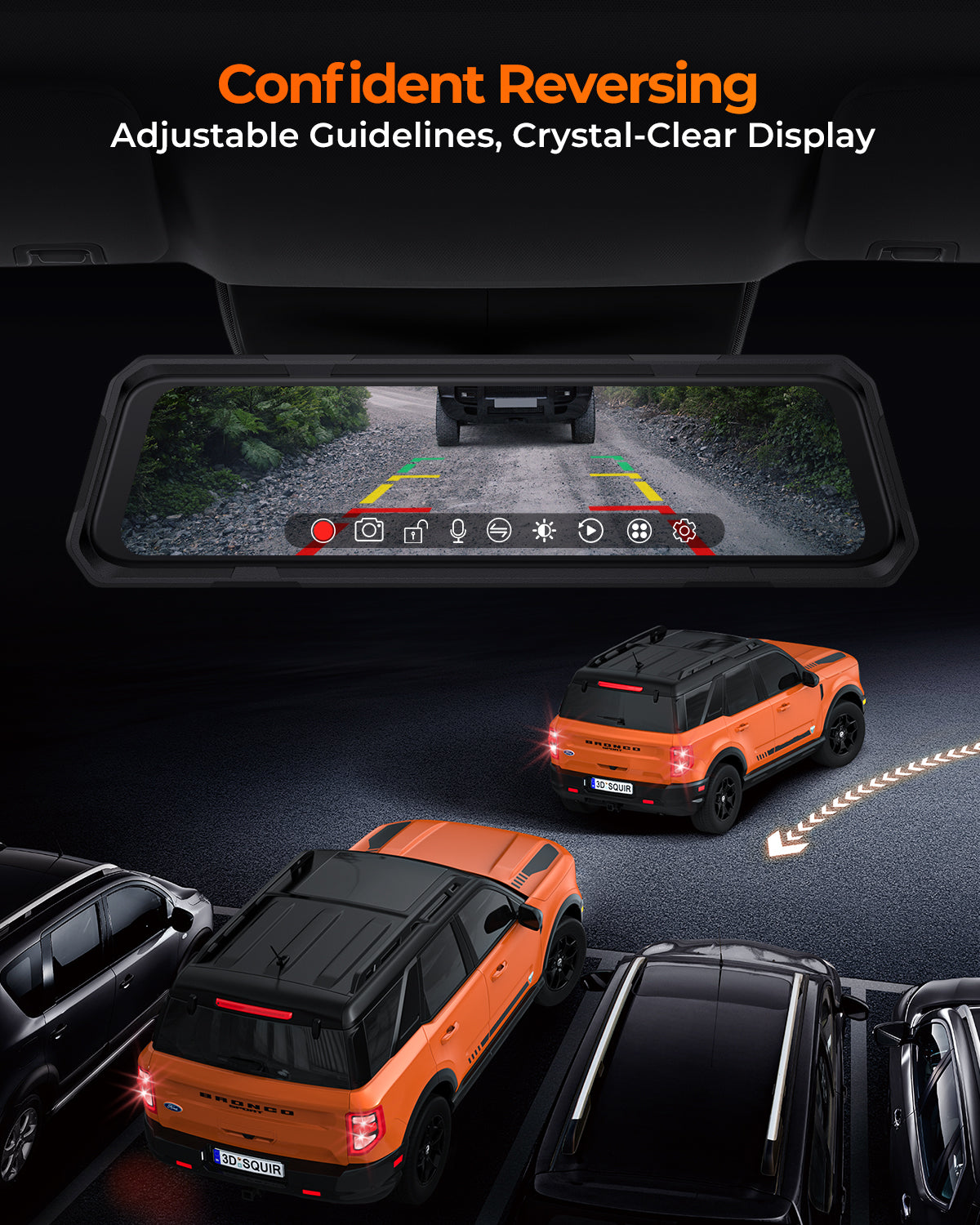 The Legend 2CH Waterproof Mirror Dash Cam, 4K+2.5K