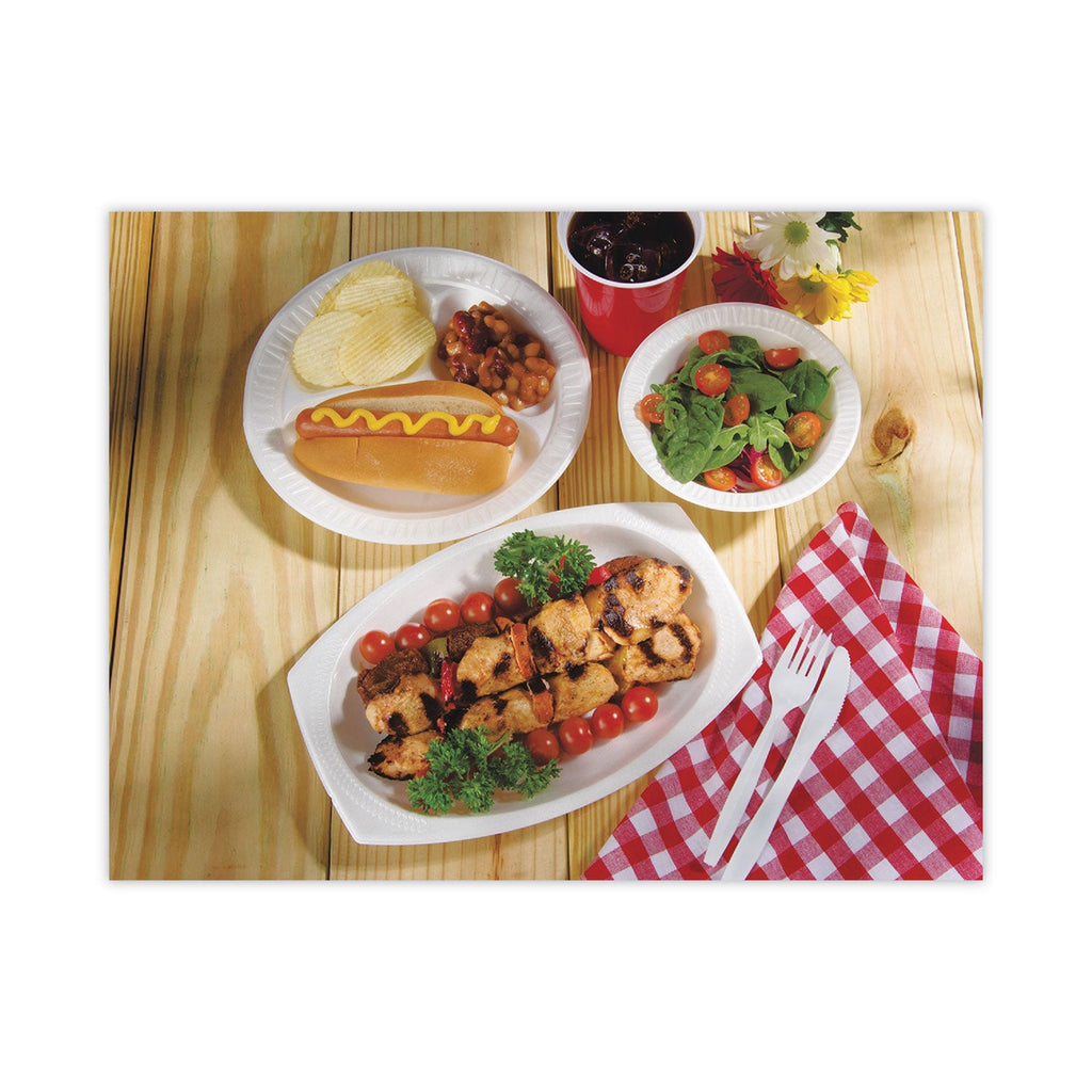 Dart Concorde Non-Laminated Foam Plate, 3-Compartment, 10.25" dia, White, 125/Pack, 4 Packs/Carton