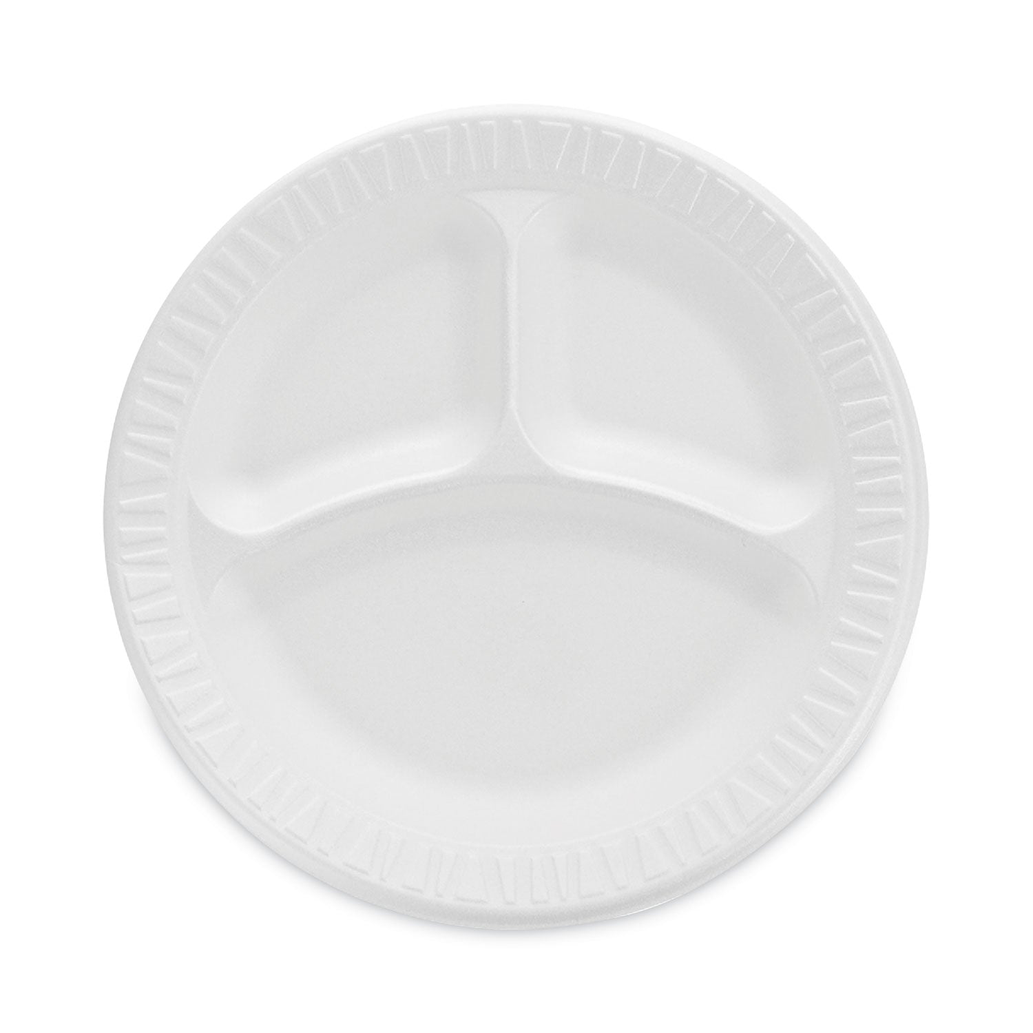 Dart Concorde Non-Laminated Foam Plate, 3-Compartment, 9" dia, 125/Pack, 4 Packs/Carton