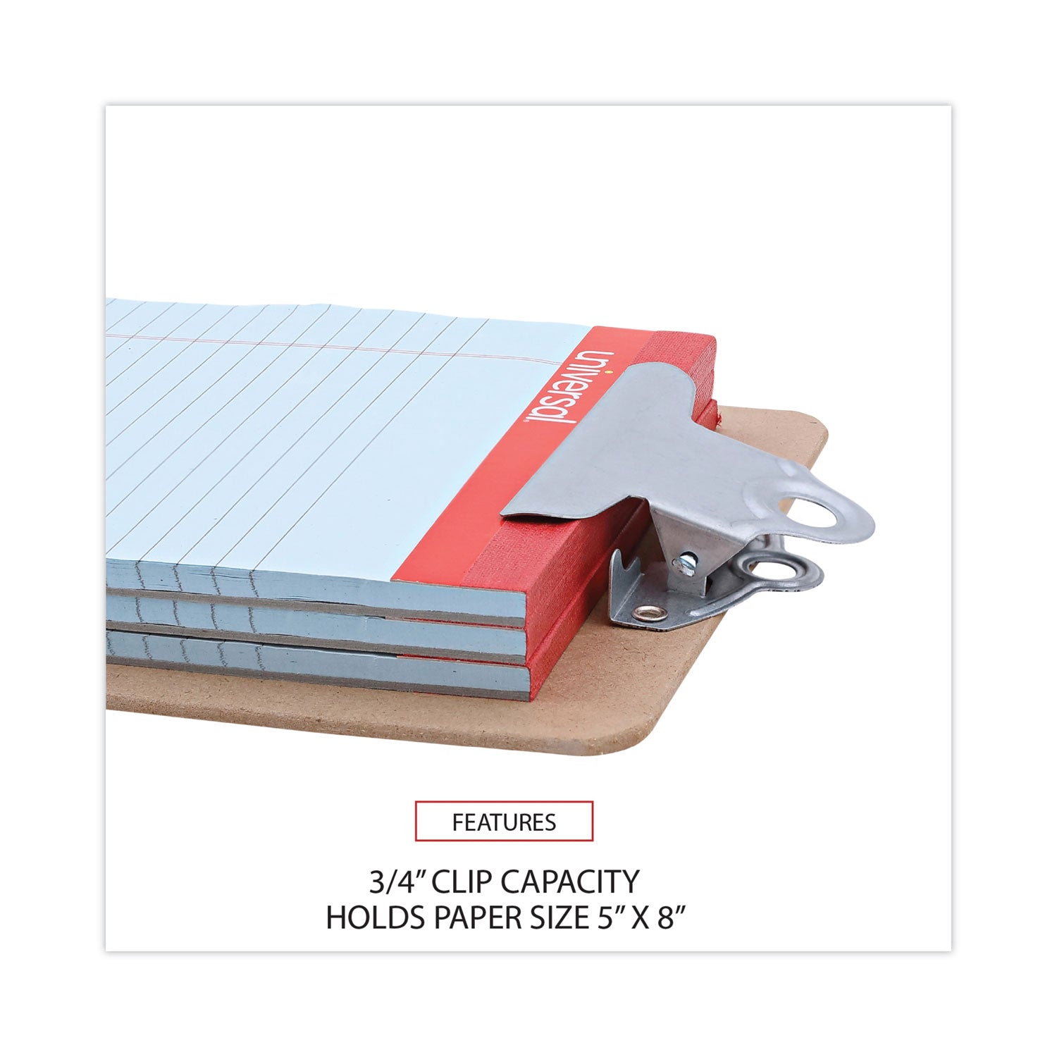 Universal Hardboard Clipboard, 0.75" Clip Capacity, Holds 5 x 8 Sheets, Brown, 3/Pack
