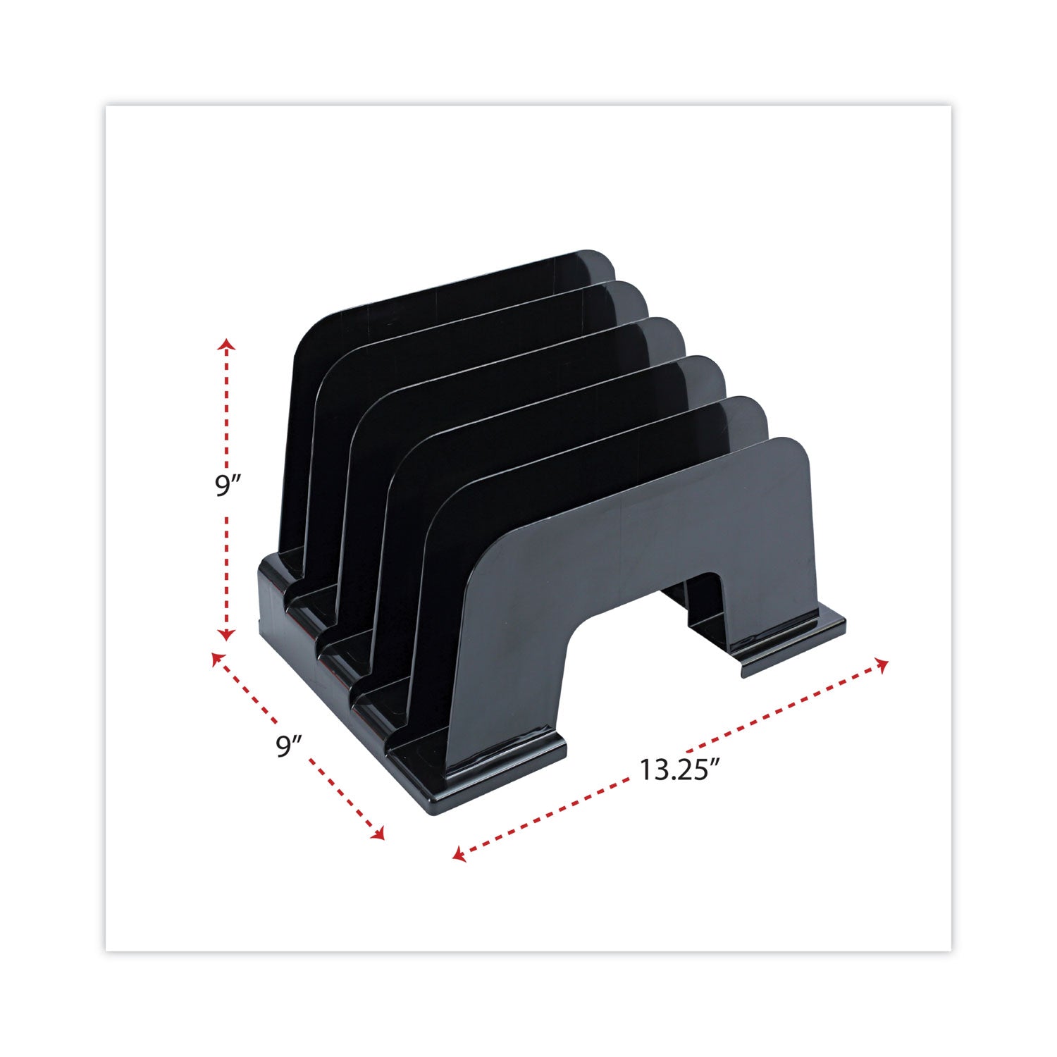Universal Recycled Plastic Incline Sorter, 5 Sections, Letter Size Files, 13.25" x 9" x 9", Black