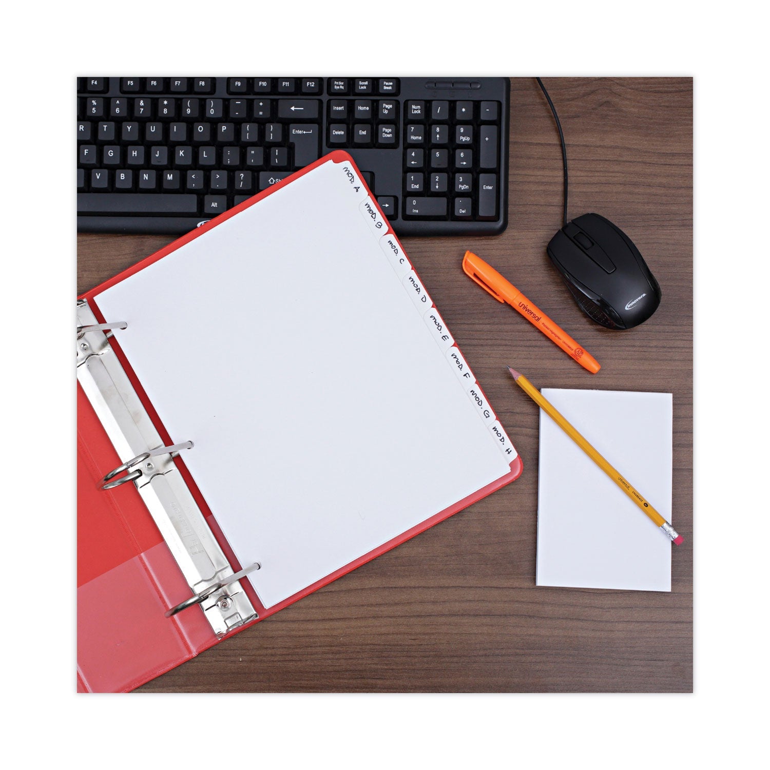 Universal Deluxe Write-On/Erasable Tab Index, 8-Tab, 11 x 8.5, White, White Tabs, 1 Set