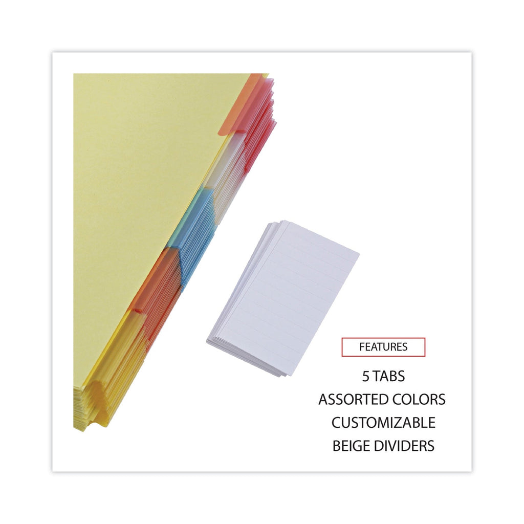 Universal Deluxe Extended Insertable Tab Indexes, 5-Tab, 11 x 8.5, Buff, Assorted tabs, 24 Sets