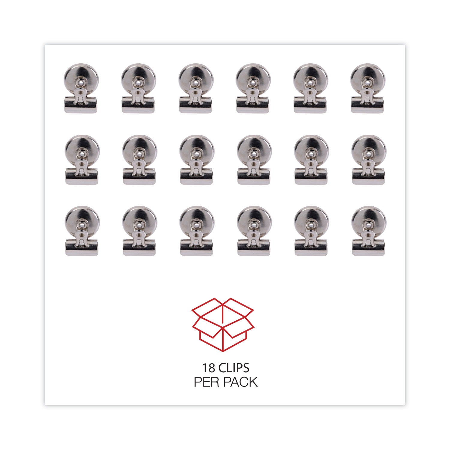 Universal Bulldog Magnetic Clips, Small, Nickel, 18/Pack