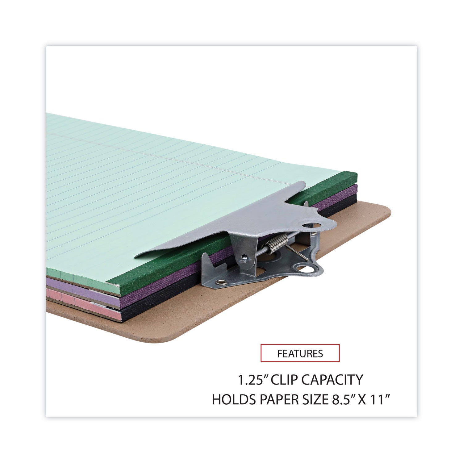 Universal Hardboard Clipboard, 1.25" Clip Capacity, Holds 8.5 x 11 Sheets, Brown, 3/Pack