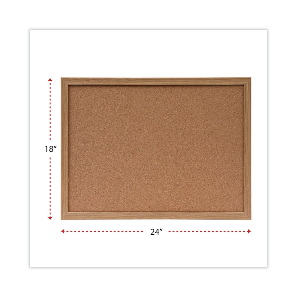 Universal Cork Board with Oak Style Frame, 24 x 18, Natural, Oak-Finished Frame