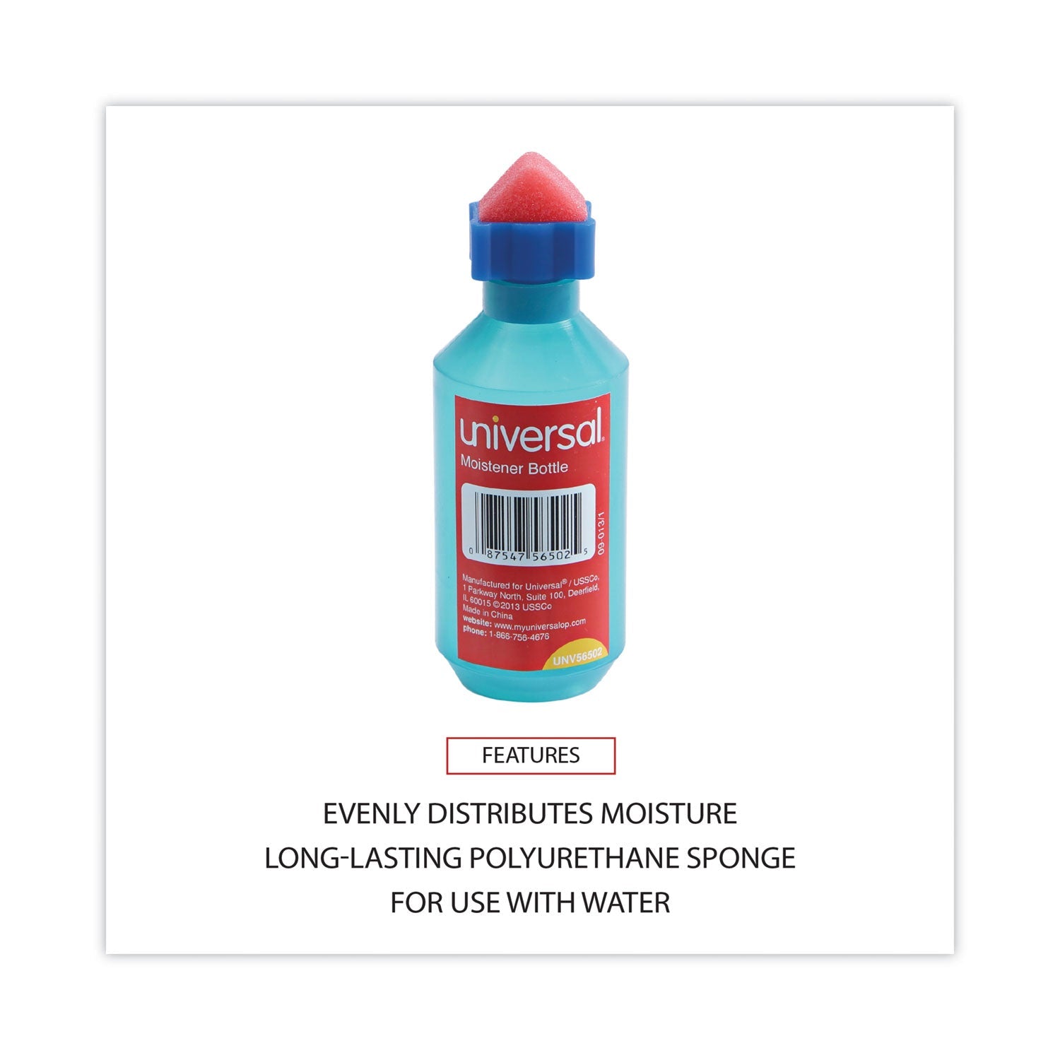 Universal Squeeze Bottle Moistener, 2 oz, Blue