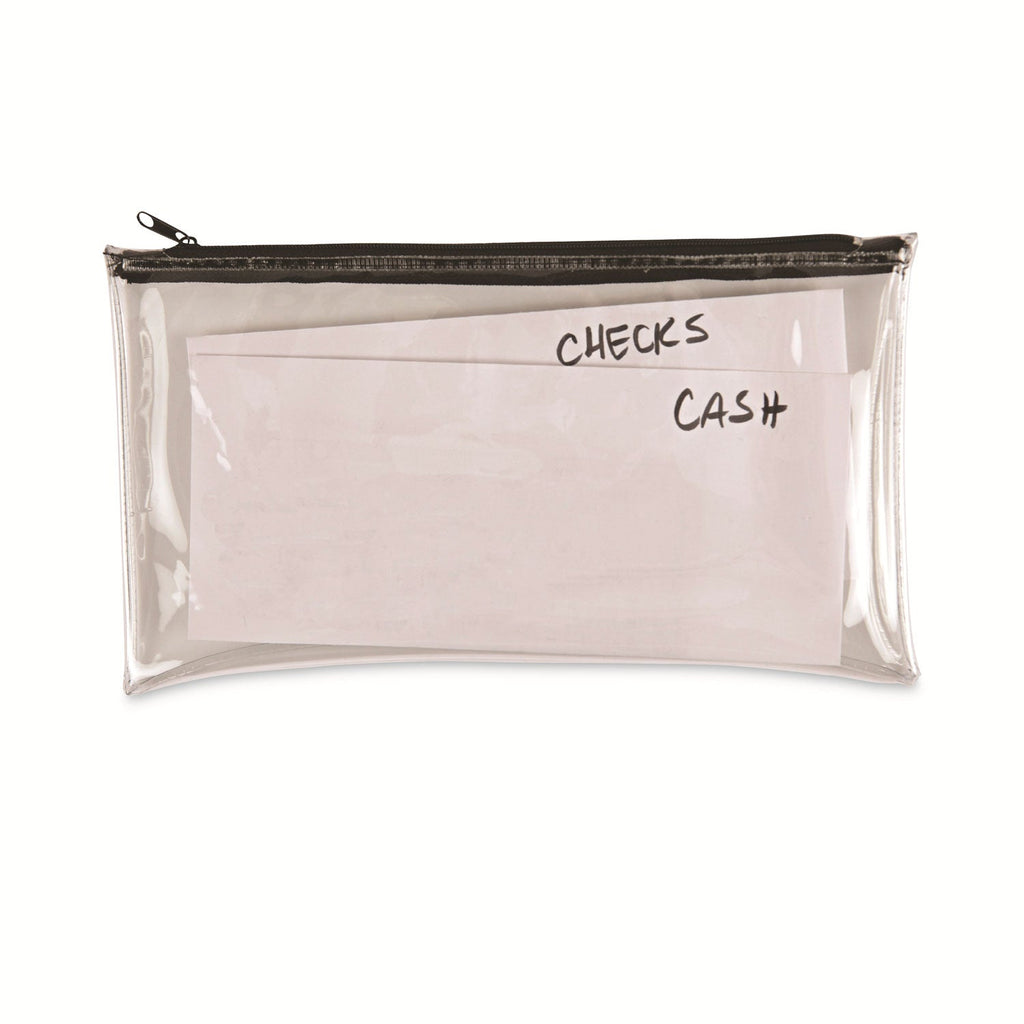 Universal Zippered Wallets/Cases, Leatherette PU, 11 x 6, Clear/Black, 2/Pack