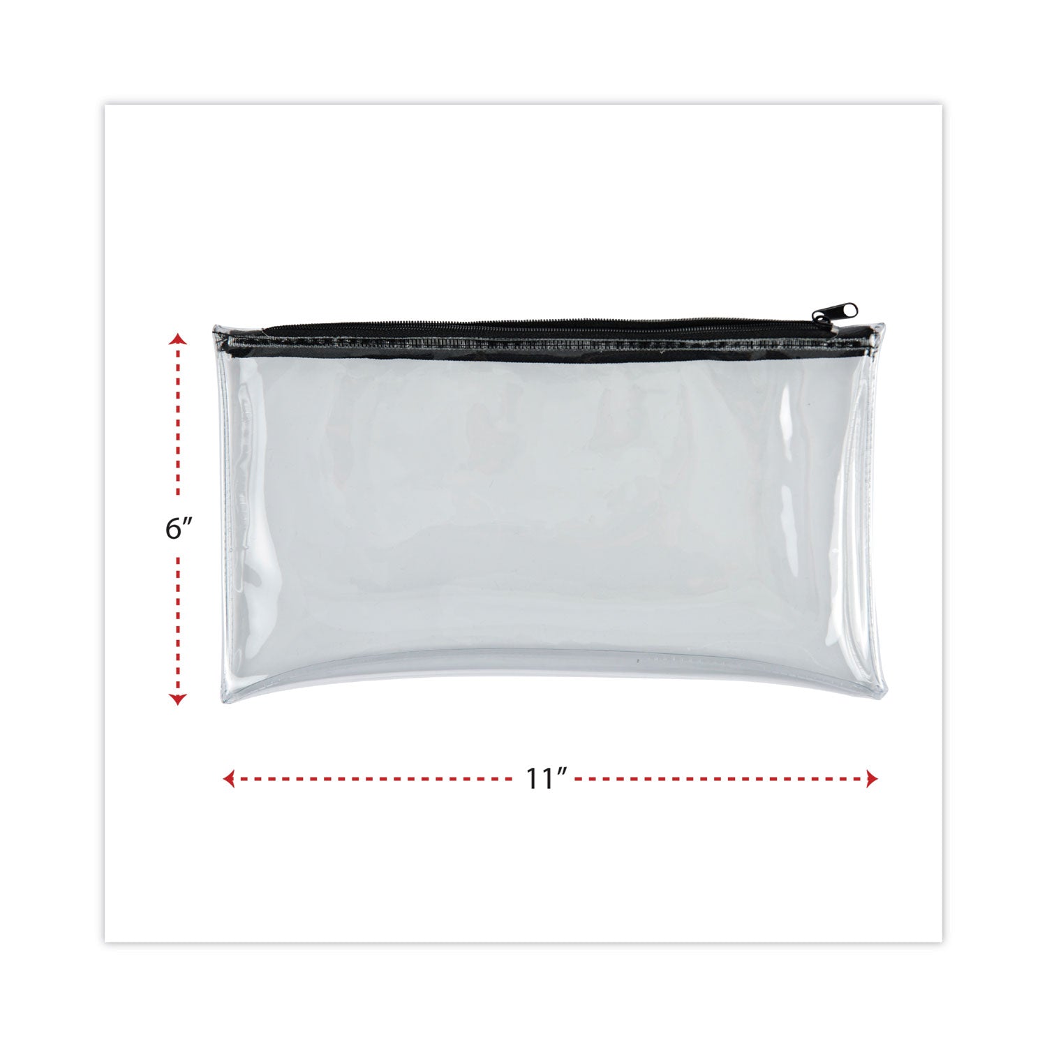 Universal Zippered Wallets/Cases, Leatherette PU, 11 x 6, Clear/Black, 2/Pack