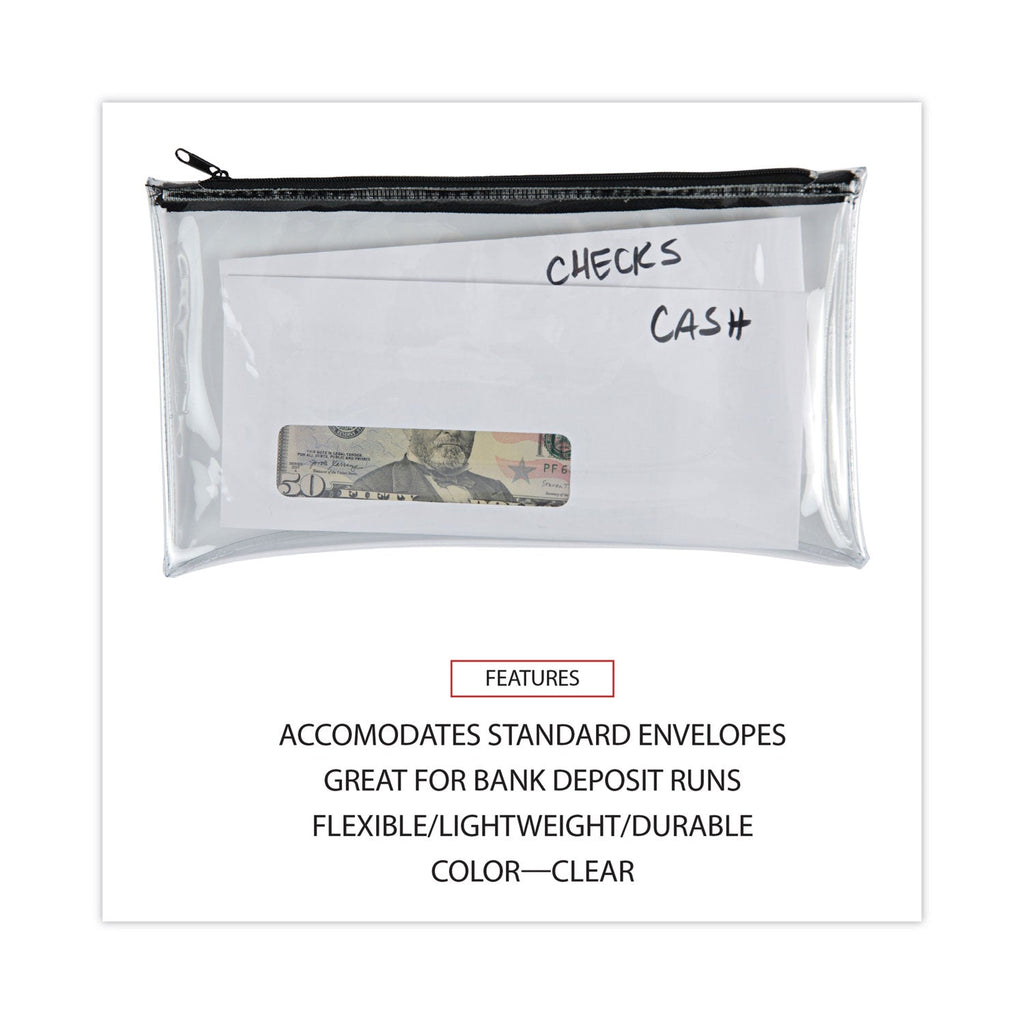 Universal Zippered Wallets/Cases, Leatherette PU, 11 x 6, Clear/Black, 2/Pack