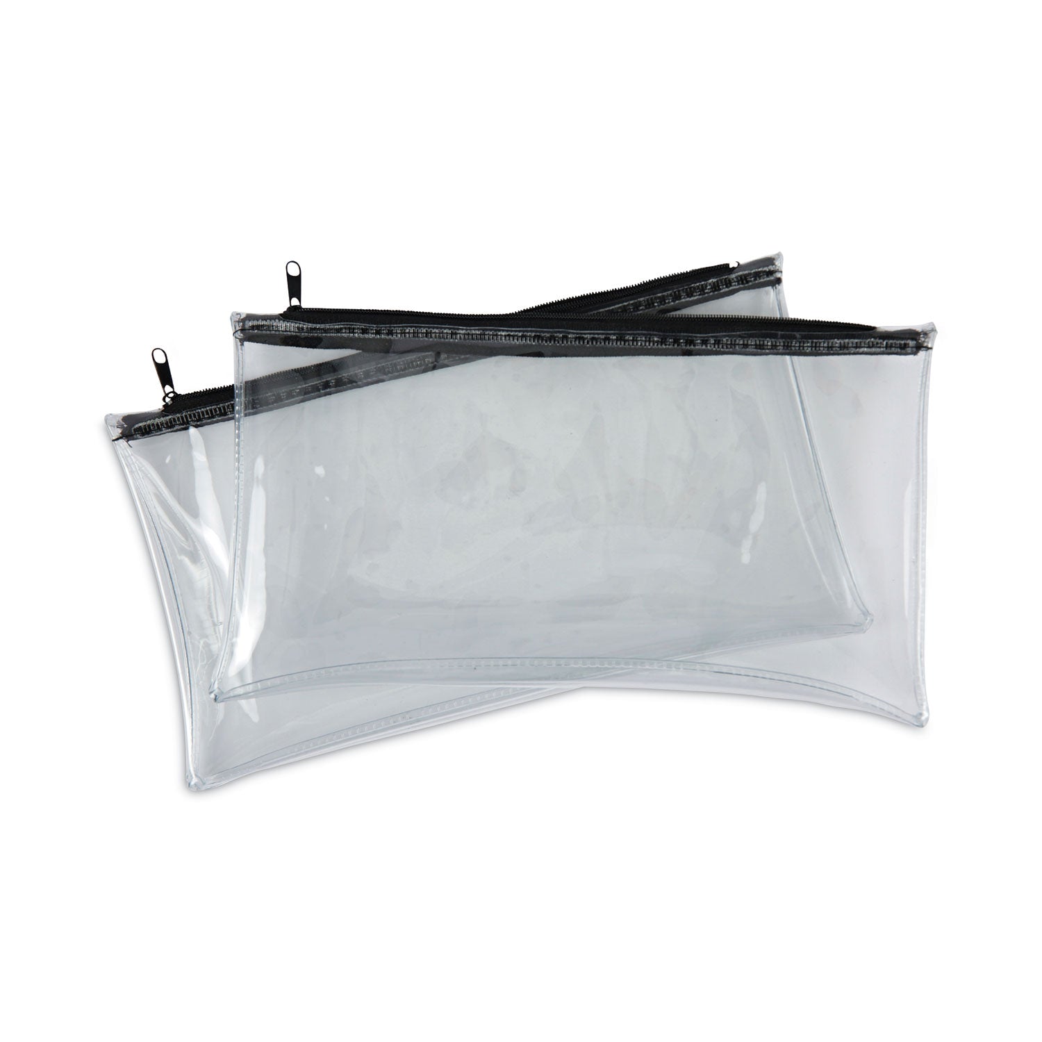 Universal Zippered Wallets/Cases, Leatherette PU, 11 x 6, Clear/Black, 2/Pack