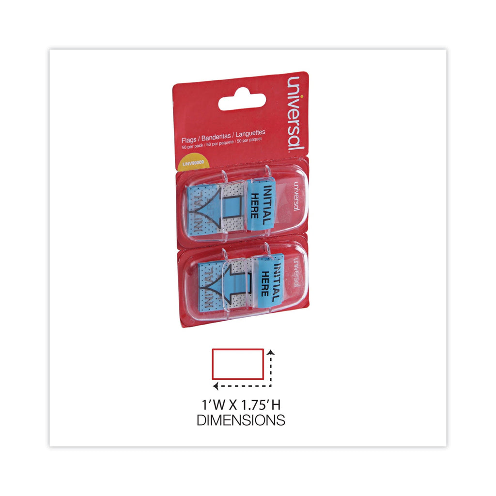Universal Deluxe Message Arrow Flags, "Initial Here", Blue, 100/Pack