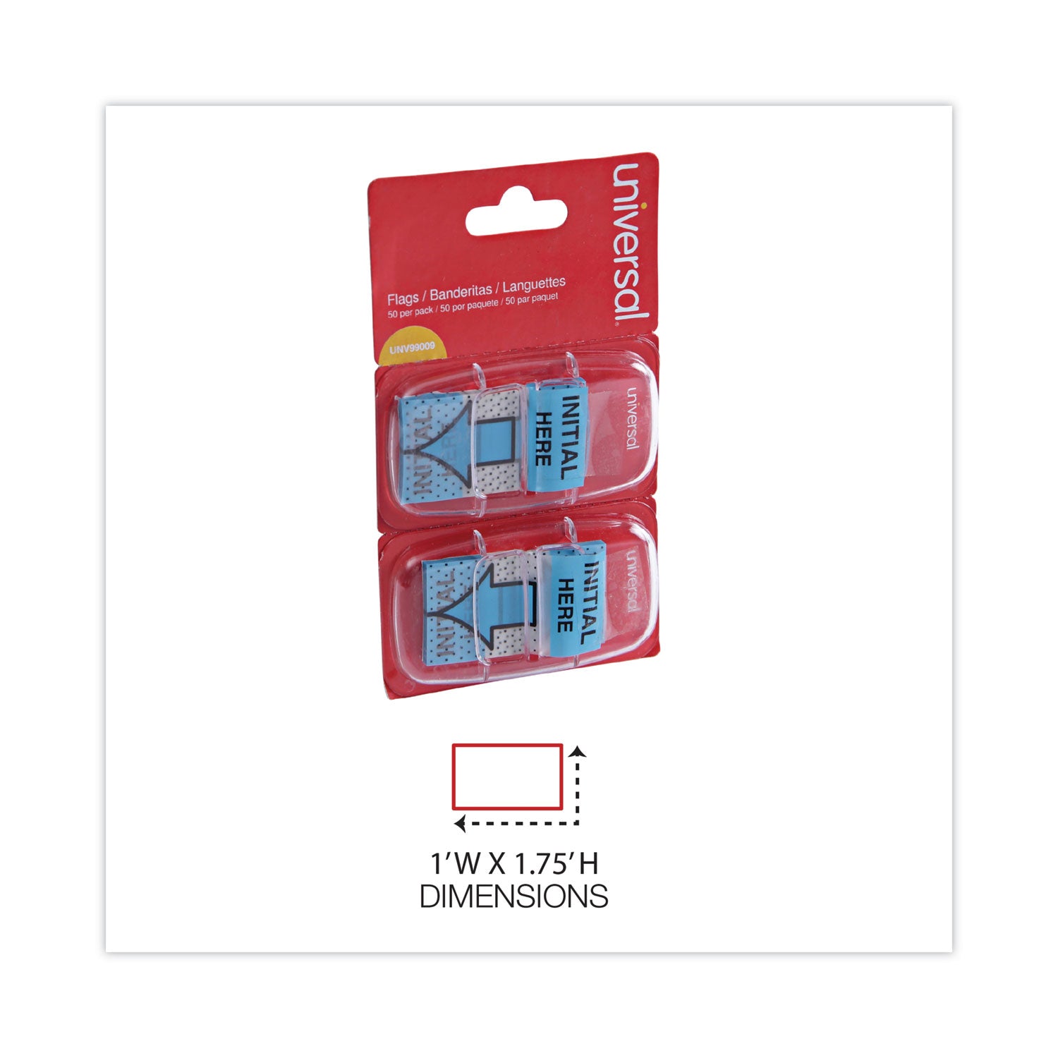 Universal Deluxe Message Arrow Flags, "Initial Here", Blue, 100/Pack