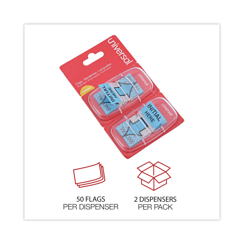 Universal Deluxe Message Arrow Flags, "Initial Here", Blue, 100/Pack