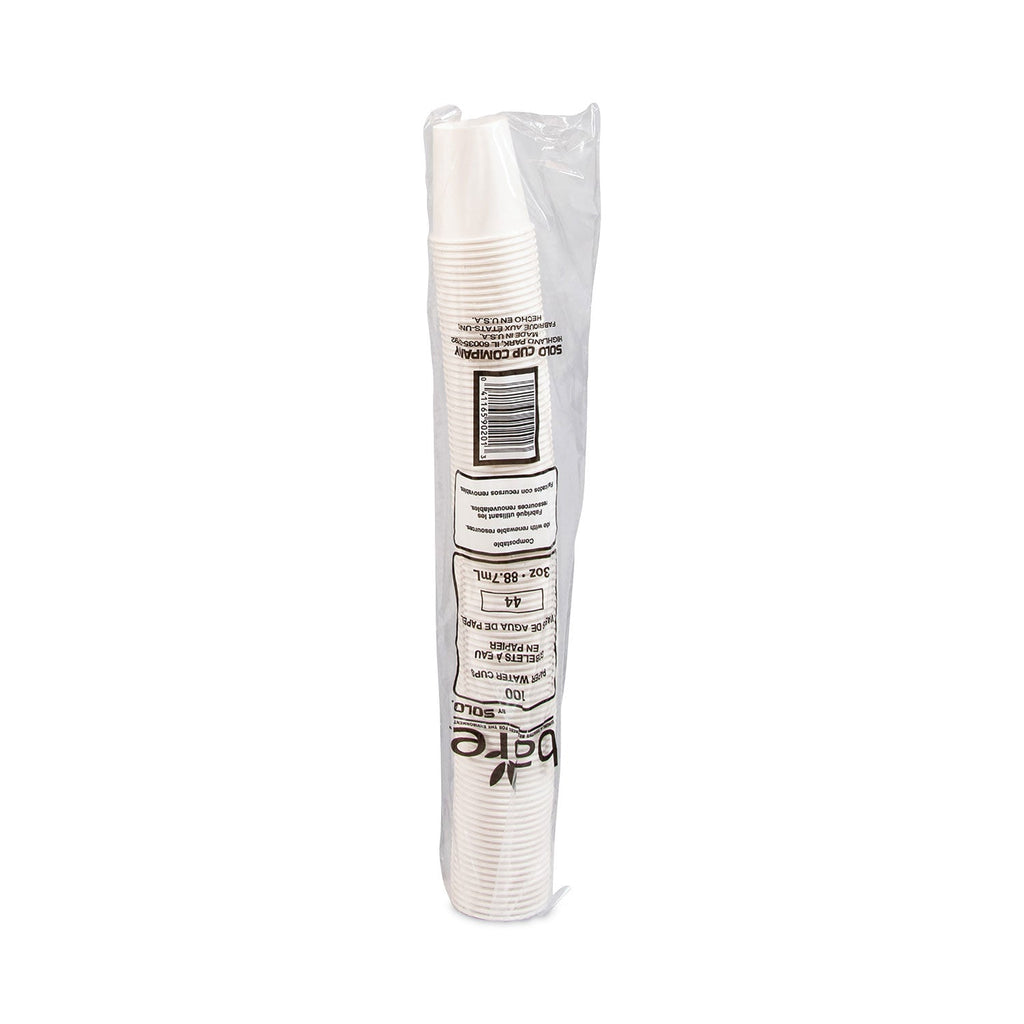 Dart White Paper Water Cups, 3 oz, 100/Pack
