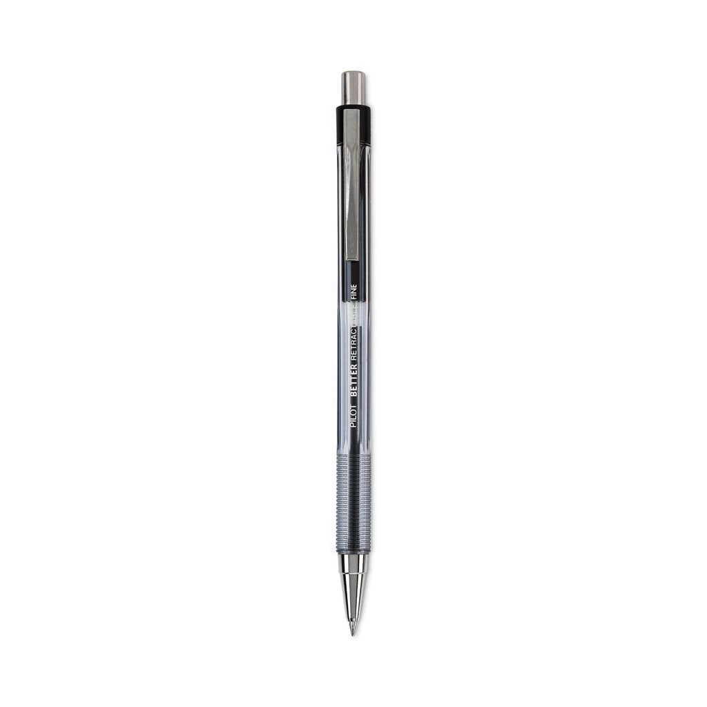 Pilot Better Ballpoint Pen, Retractable, Fine 0.7 mm, Black Ink, Smoke Barrel, Dozen