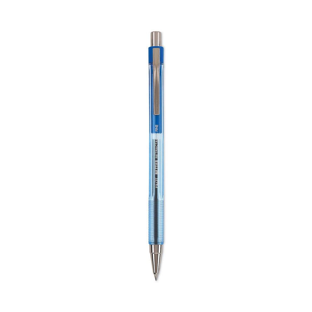 Pilot Better Ballpoint Pen, Retractable, Fine 0.7 mm, Blue Ink, Translucent Blue Barrel, Dozen