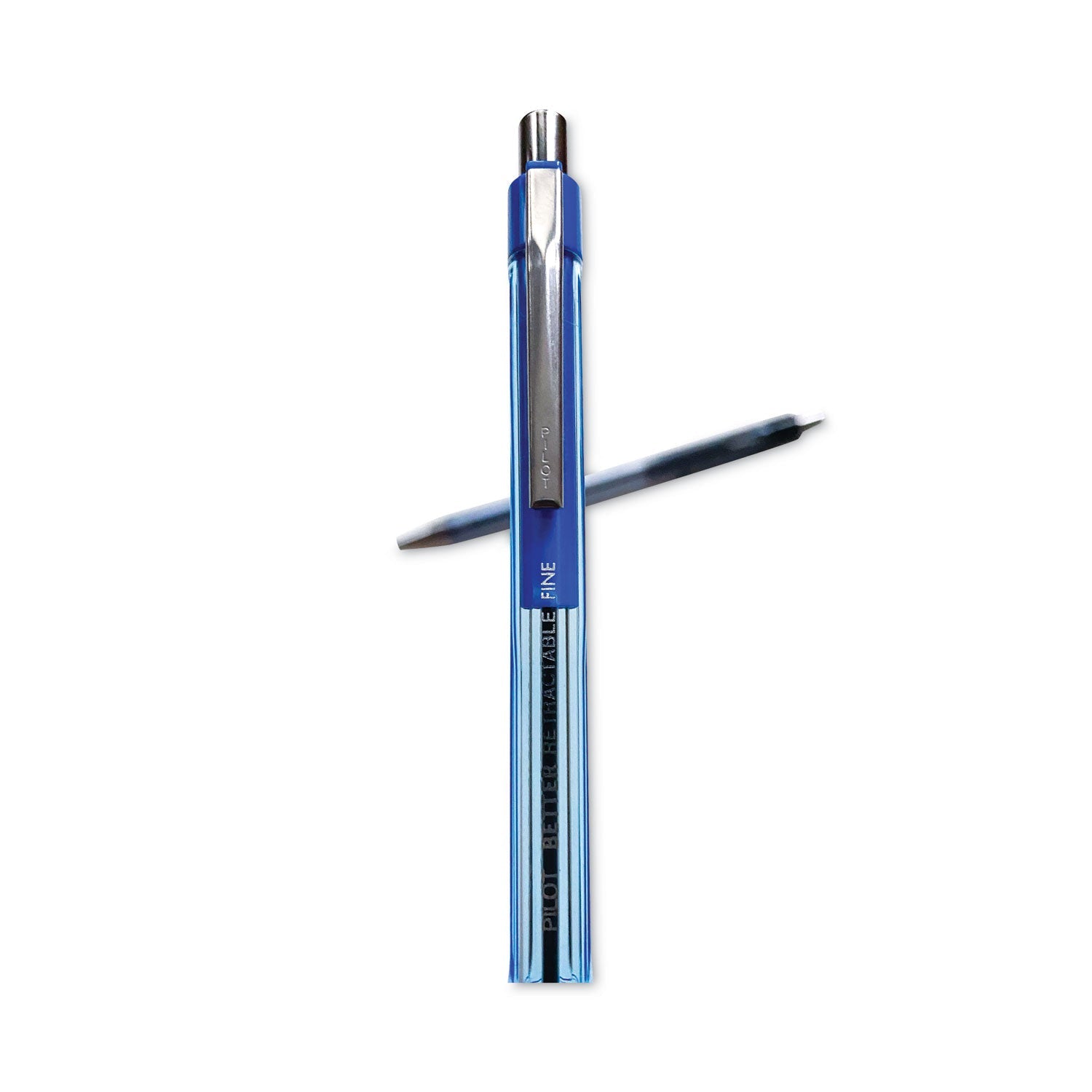 Pilot Better Ballpoint Pen, Retractable, Fine 0.7 mm, Blue Ink, Translucent Blue Barrel, Dozen