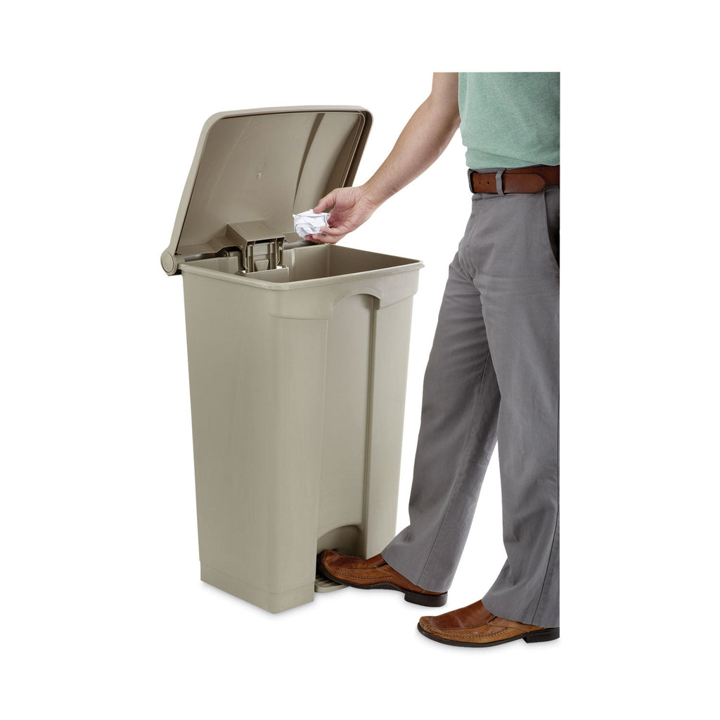 Safco Large Capacity Plastic Step-On Receptacle, 23 gal, Tan