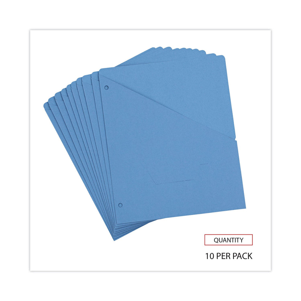 Universal Slash-Cut Pockets for Three-Ring Binders, Jacket, Letter, 11 Pt., Blue, 10/Pack
