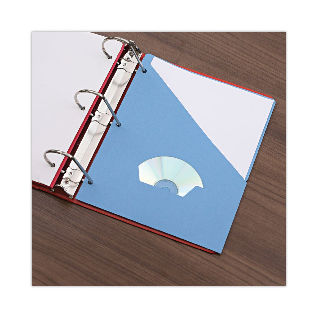 Universal Slash-Cut Pockets for Three-Ring Binders, Jacket, Letter, 11 Pt., Blue, 10/Pack