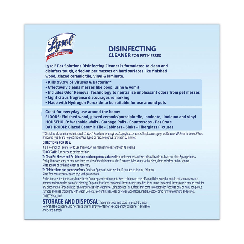 LYSOL Pet Solutions Disinfecting Cleaner, Citrus Blossom, 32 oz Trigger Bottle, 9/Carton